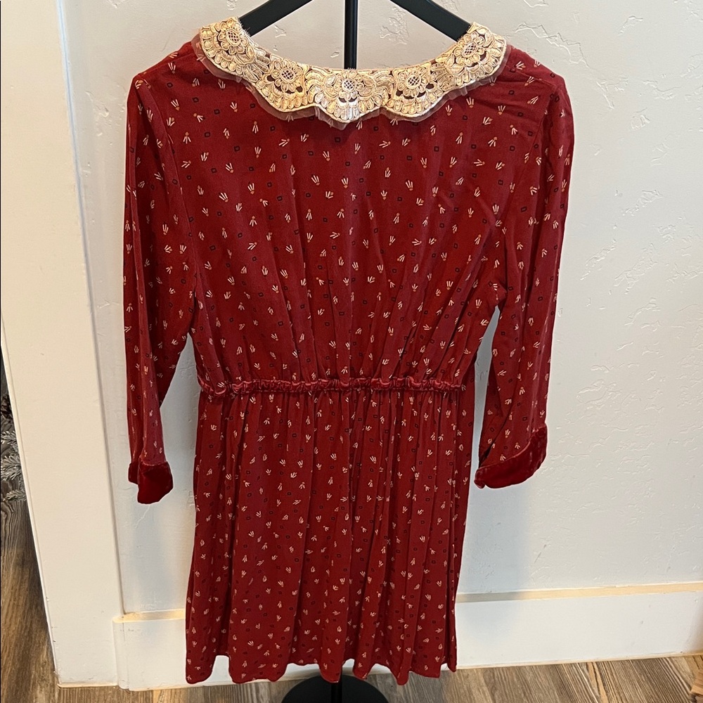 Free People Burgundy Velvet Dress with Gold Accents - Picture 9 of 9